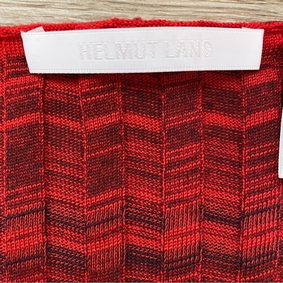 Helmut Lang Striped Ribbed Merino Wool V-Neck Knit Top - Picture 7 of 10